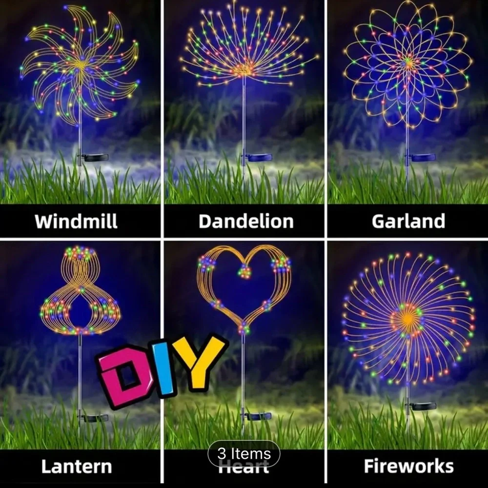 2 Pack Vibrant Solar Garden Firework Lights
